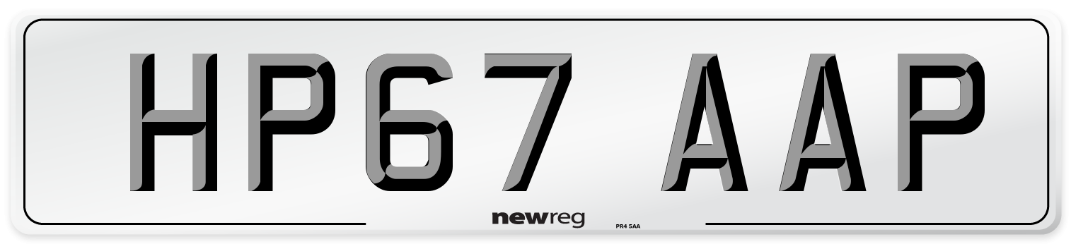 HP67 AAP Number Plate from New Reg